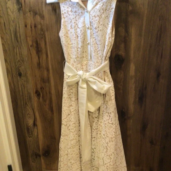 For Nordstrom by Eliza J Cream Lace Dress nude satin lining sz 2 - Picture 4 of 13